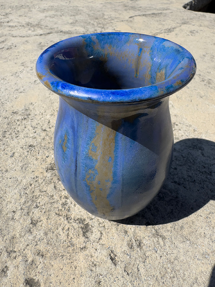 Dark Blue Crystalline Vase