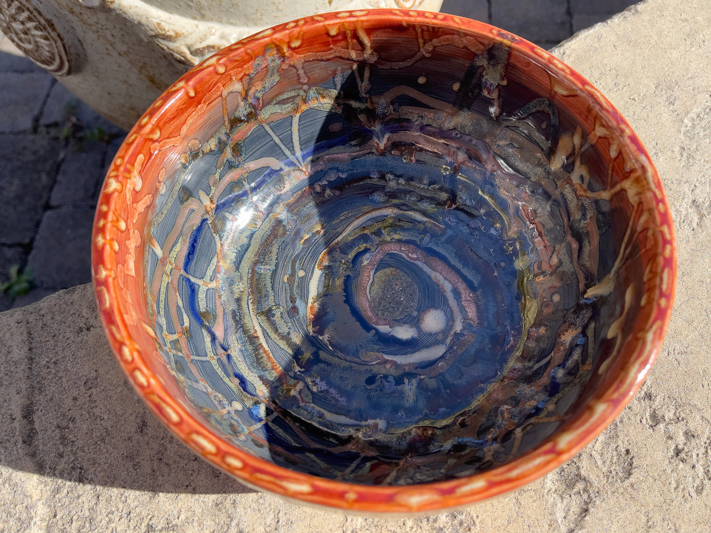 Stoneware, Mixing Bowl with Wild Glaze, Wheel Thrown