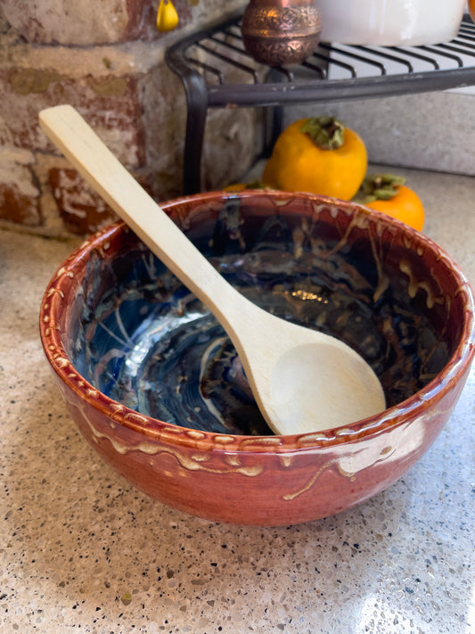 Stoneware, Mixing Bowl with Wild Glaze, Wheel Thrown