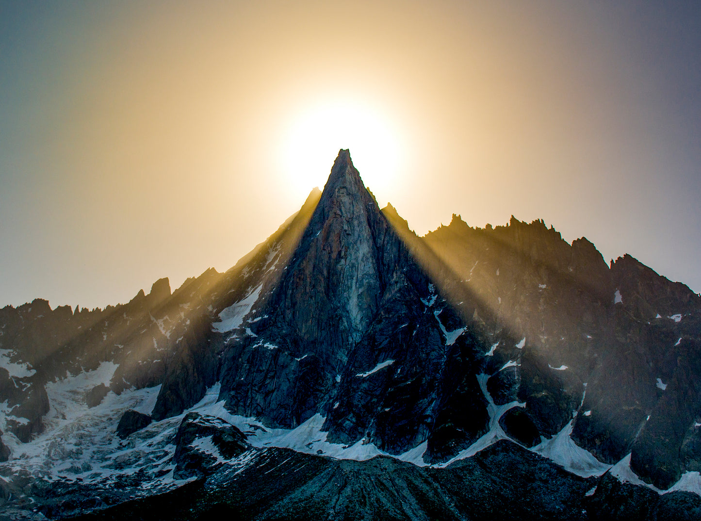 Sunbeams over the Alps, Chamonix, France