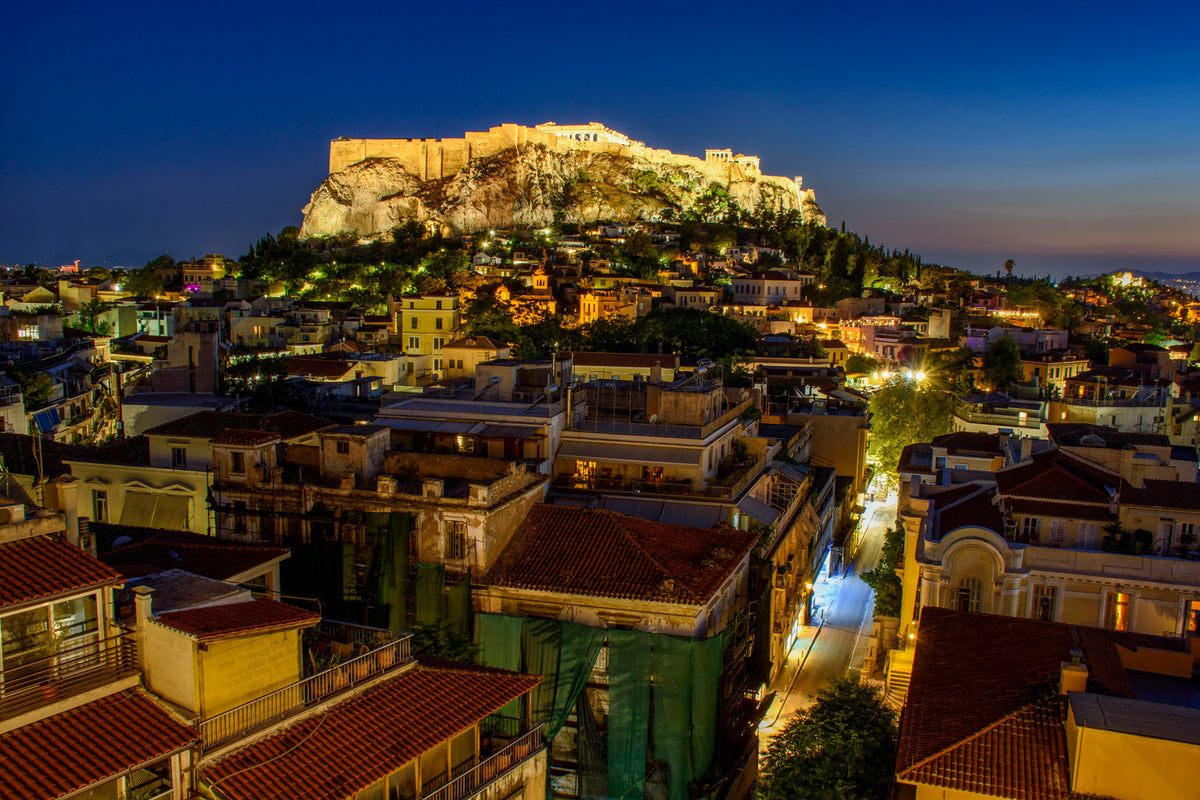 The Acropolis at Night from Plaka, Athens