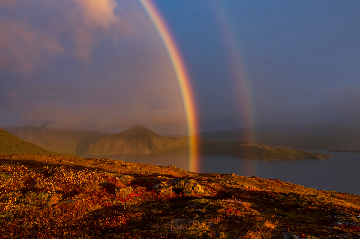 Rainbow Over the Arctic Fjords of Senja, Norway