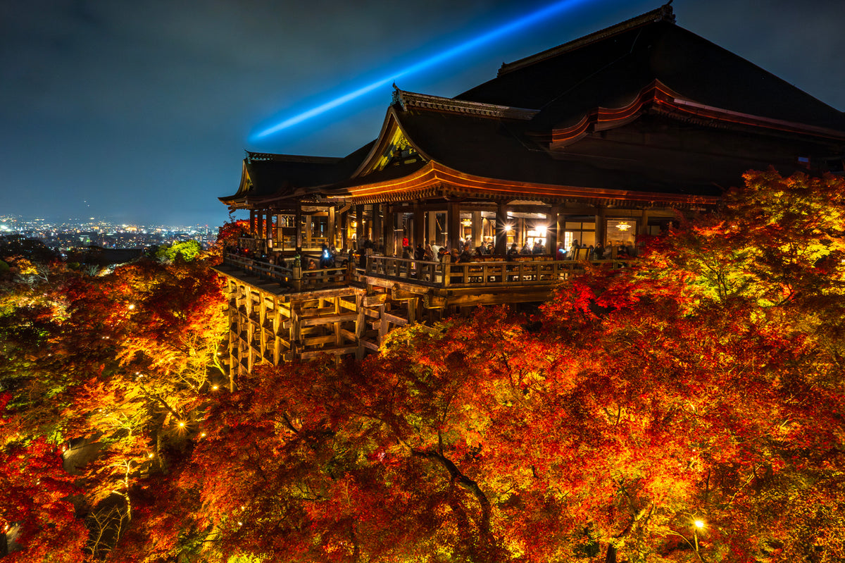 Kiyomizu-dera Temple Illuminated at Night in Autumn, Kyoto