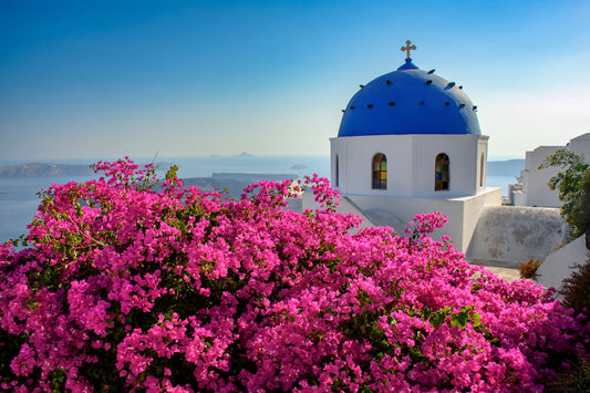 Blue Domed Church at Santorini, Greece