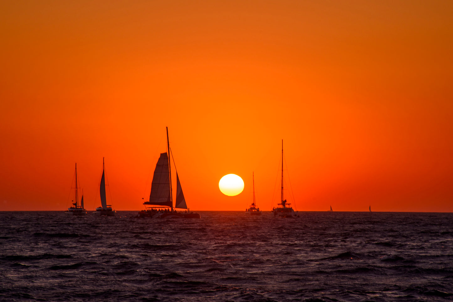 Sailboats Santorini Sunset, Greece