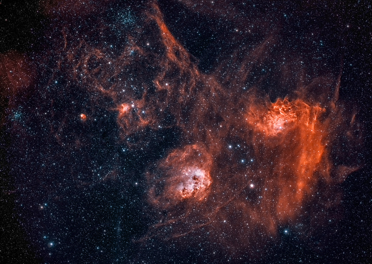 Auriga emission-nebula complex - Flaming Star, Tadpole, Spider and Fly Nebulas