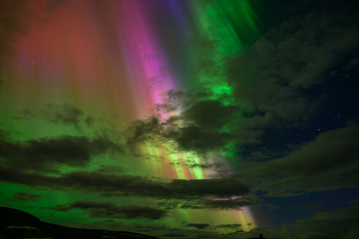 Bright aurora borealis, Iceland