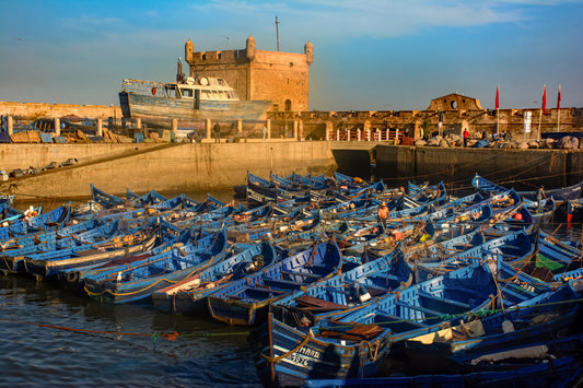 Essaouira Fishing Port, Morocco — Traditional Blue Boats