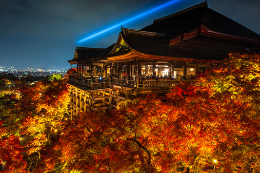 Kiyomizu-dera Temple Illuminated at Night in Autumn, Kyoto