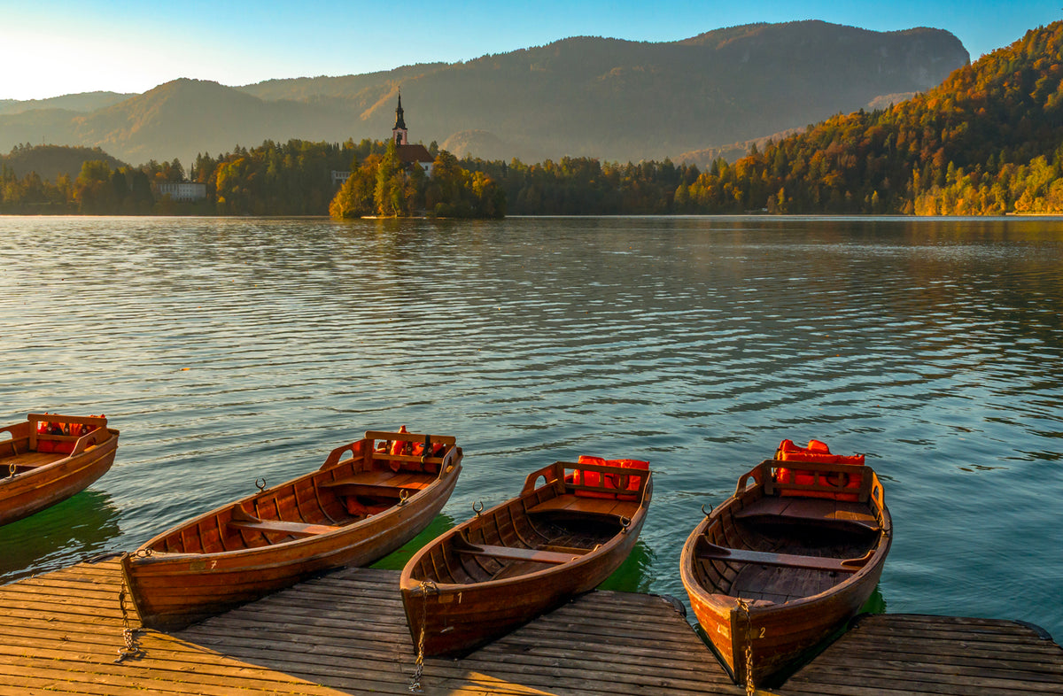 Lake Bled and Church, Autumn Color, Slovenia