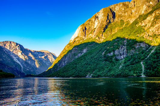 Dramatic Mountain Landscape on Naeroyfjord, Norway