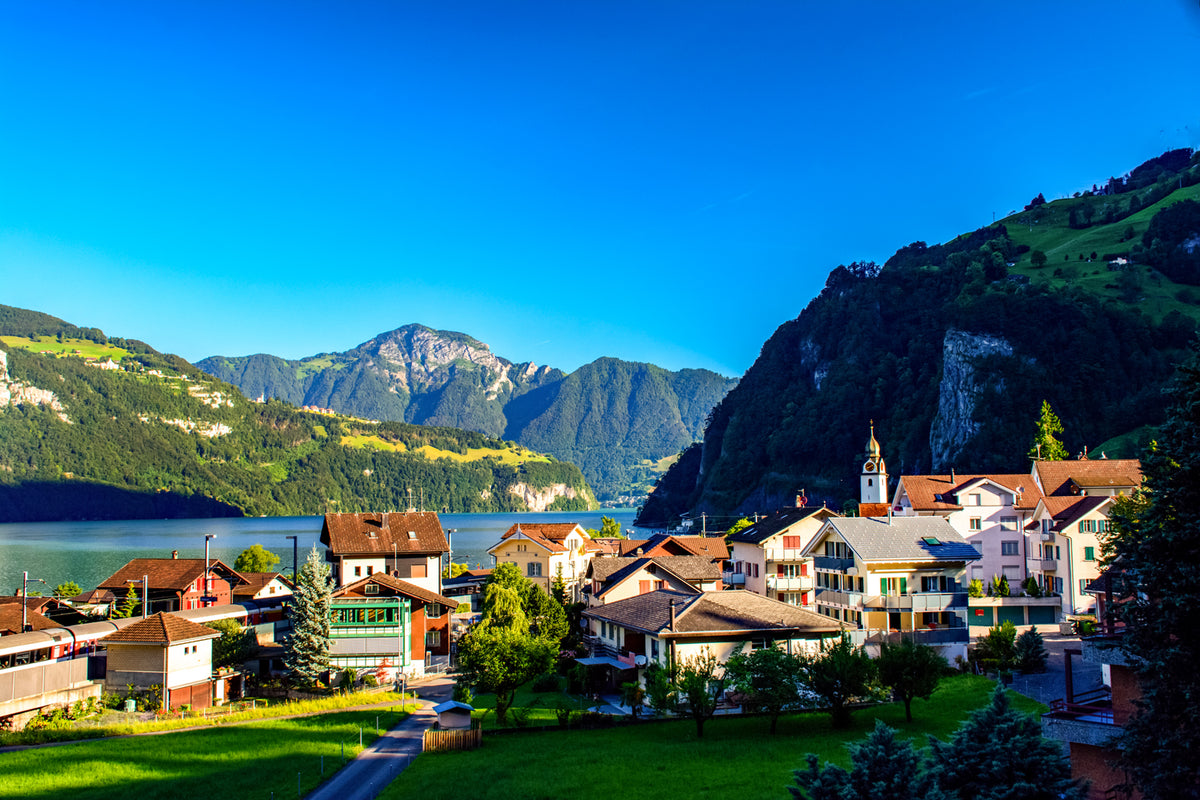 Sisikon, Switzerland — Village and Lake Lucerne